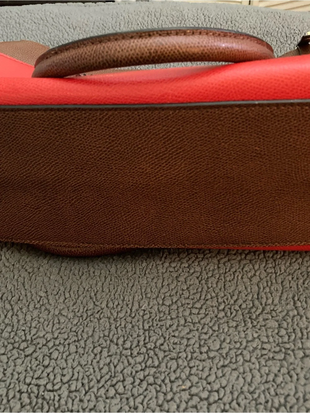 Calvin Klein Red and Brown Leather Shoulder Bag